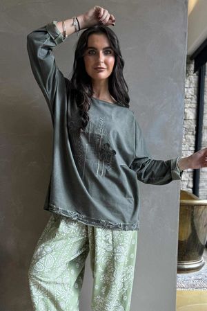 Original Hippie Sweatshirt Vintage Wash Khaki